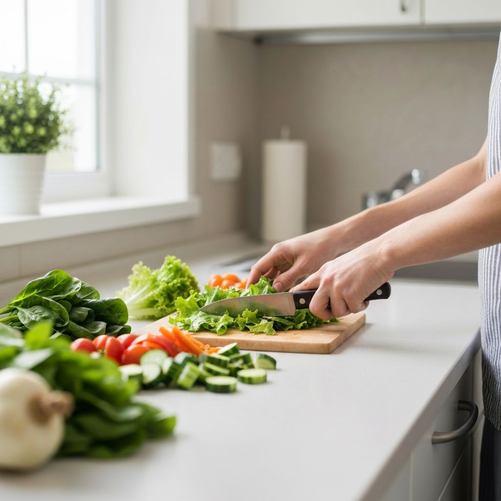 Preparación de comidas frescas en la cocina
